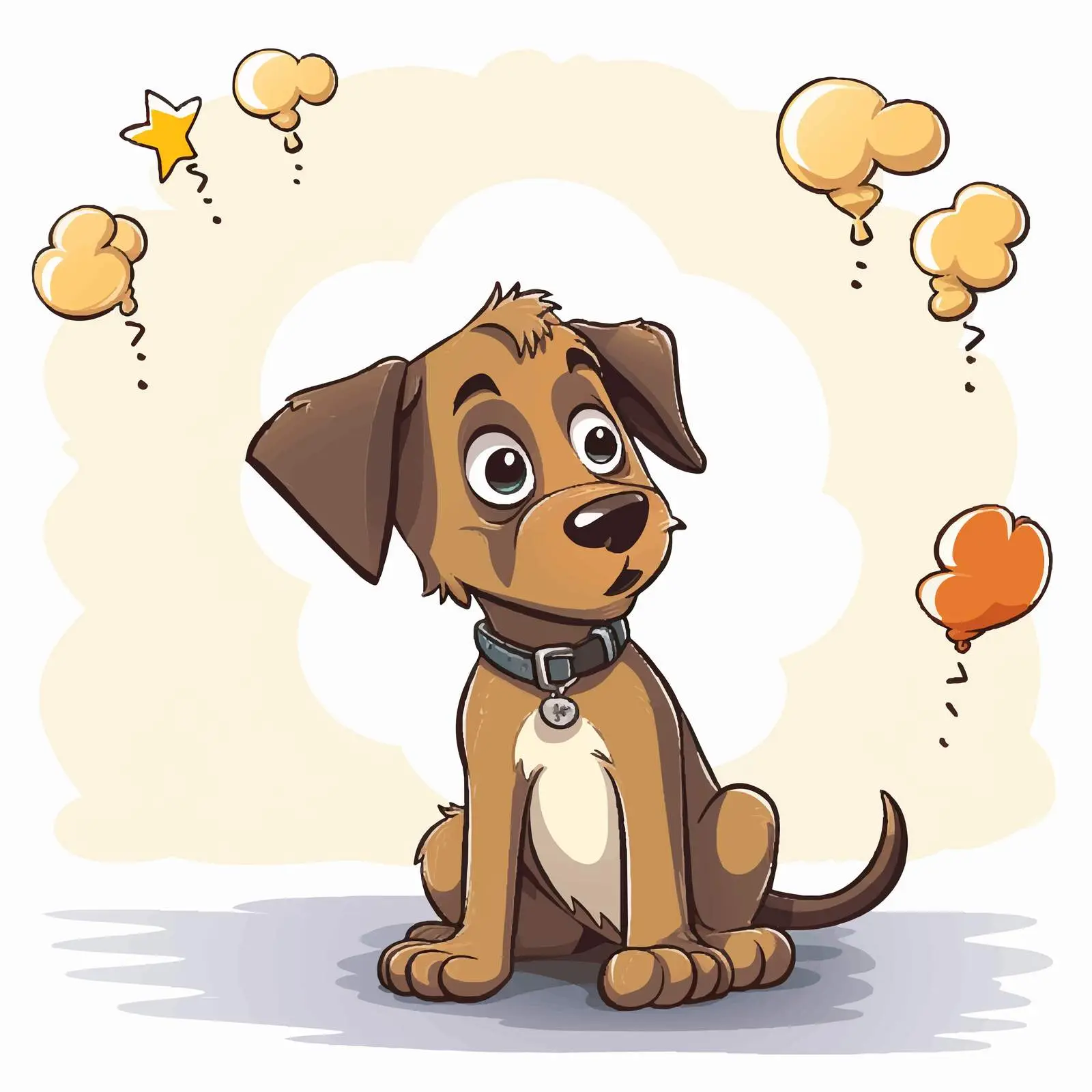 Thoughtful Dog Illustration with Empty Callouts — free download from Dotvec