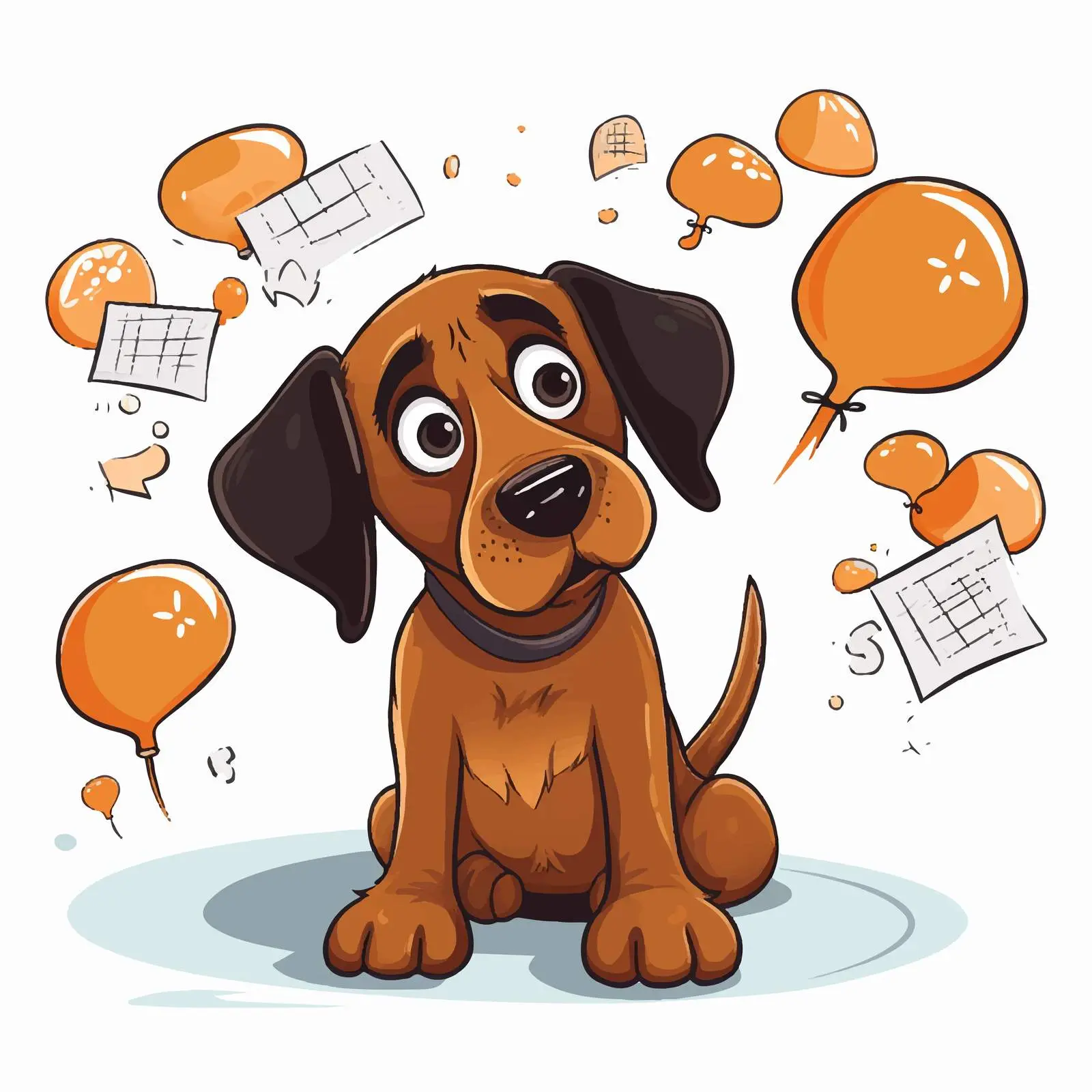 Dog Thinking Illustration with Callouts — free download from Dotvec