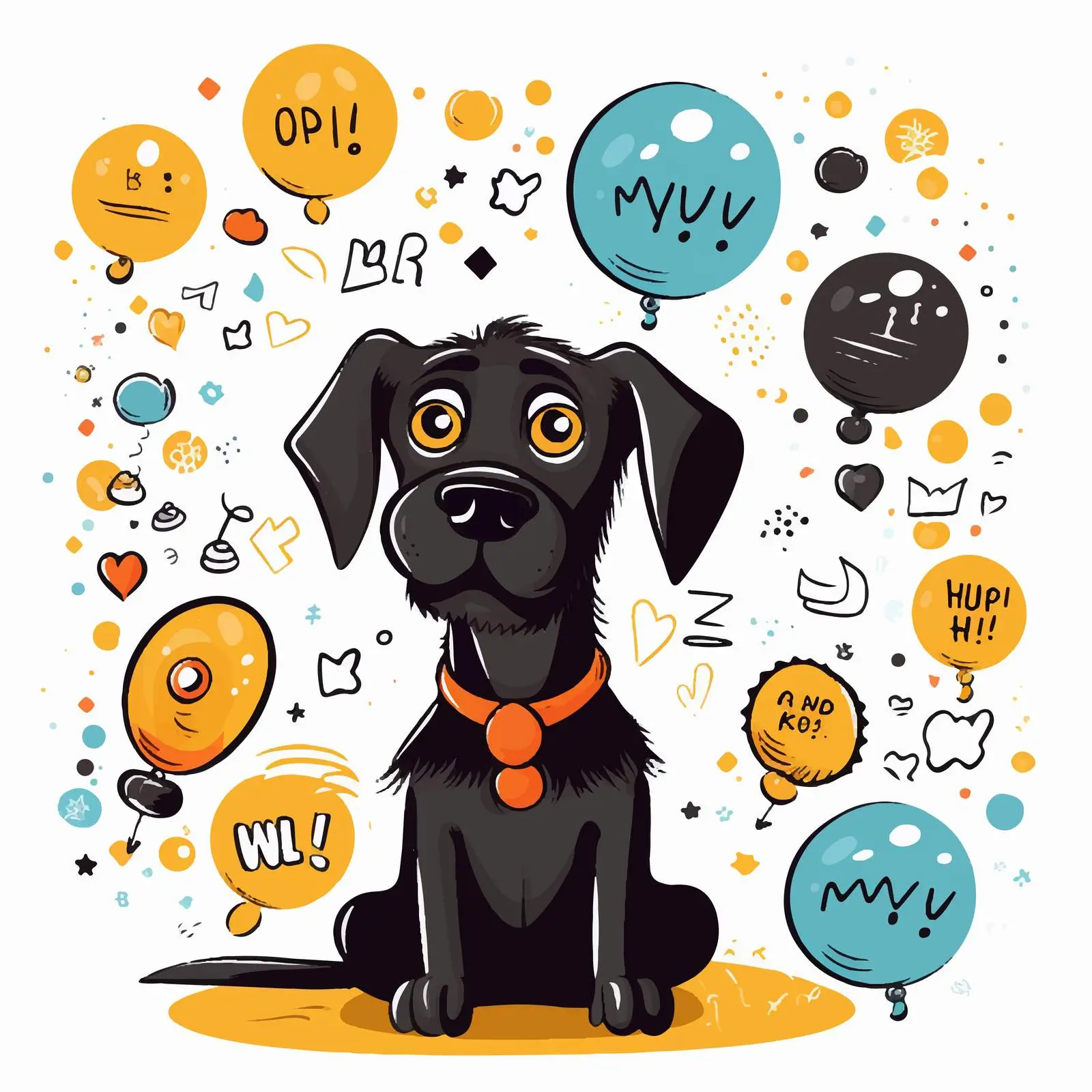Thoughtful Dog Illustration with Callouts – free callouts image from Dotvec