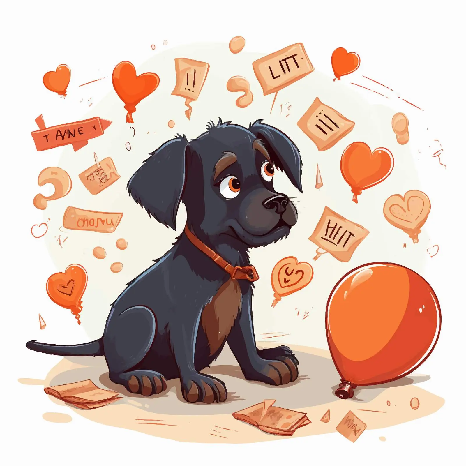 Thoughtful Dog Illustration with Callouts — free download from Dotvec