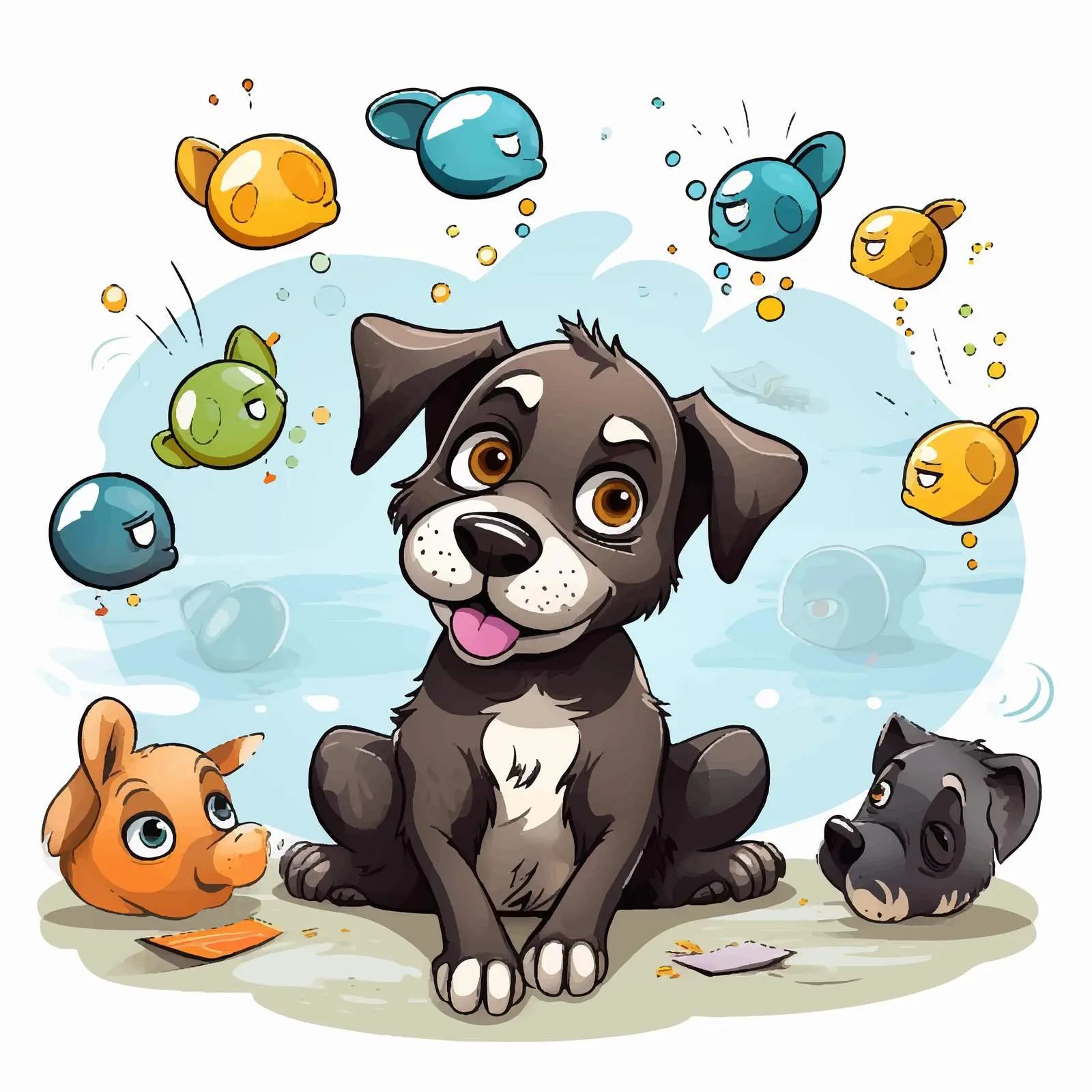Thoughtful Dog with Callouts Illustration — free download from Dotvec