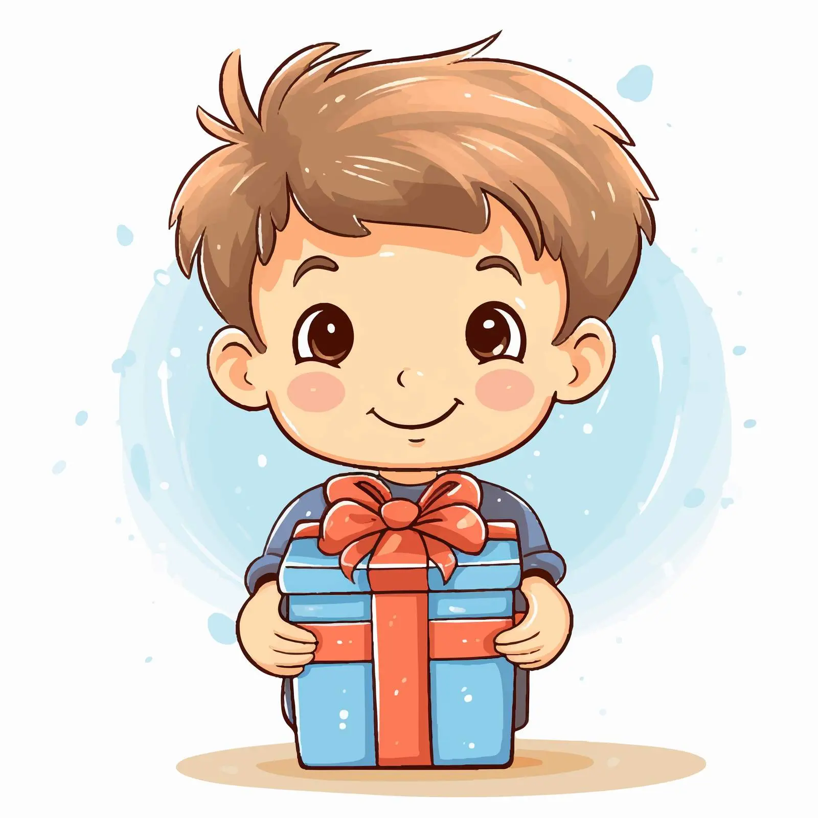 Cute Cartoon Kid with Gift Box Vector — free download from Dotvec