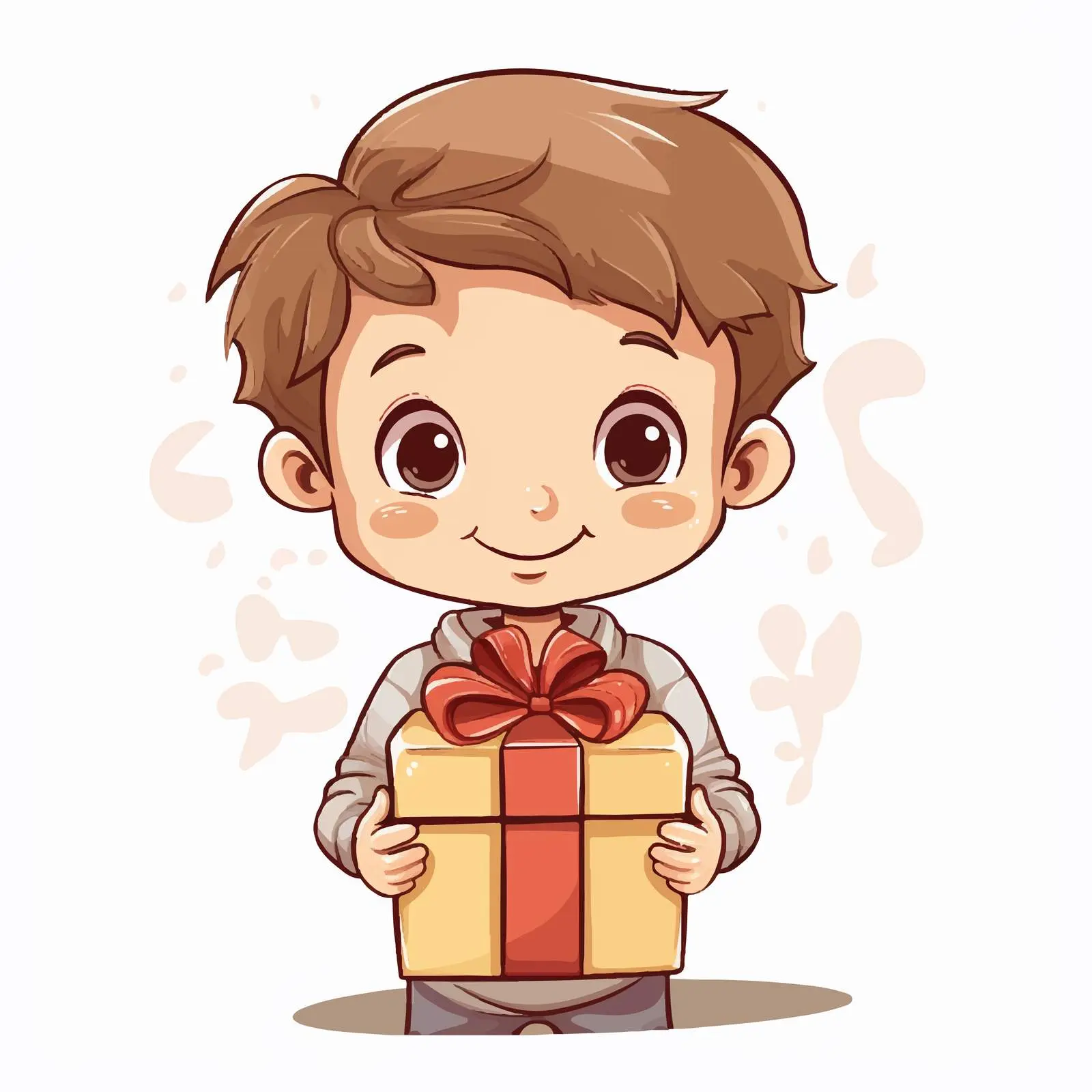 Cartoon Kid Holding Gift Box Doodle — free download from Dotvec