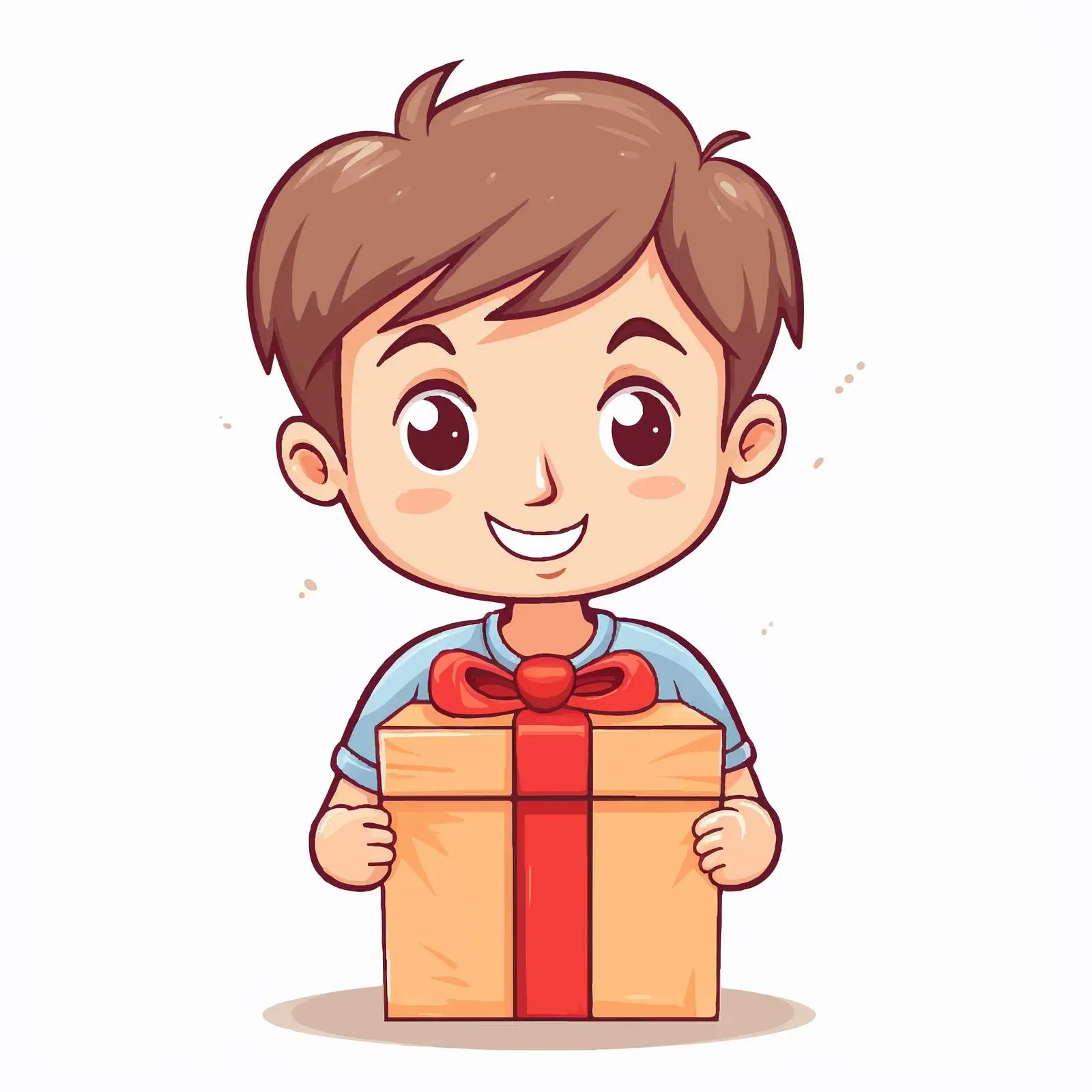 Cartoon Kid Holding Gift Box Doodle — free download from Dotvec