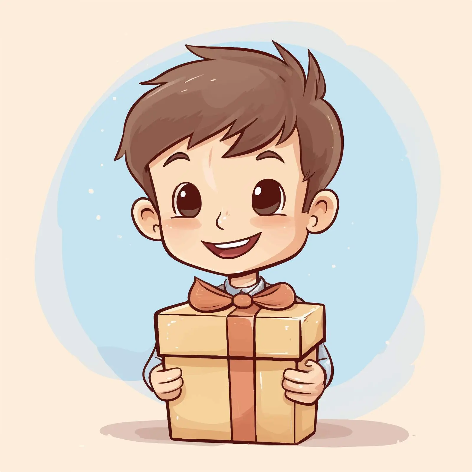 Cartoon Kid Holding Gift Box Doodle Vector — free download from Dotvec
