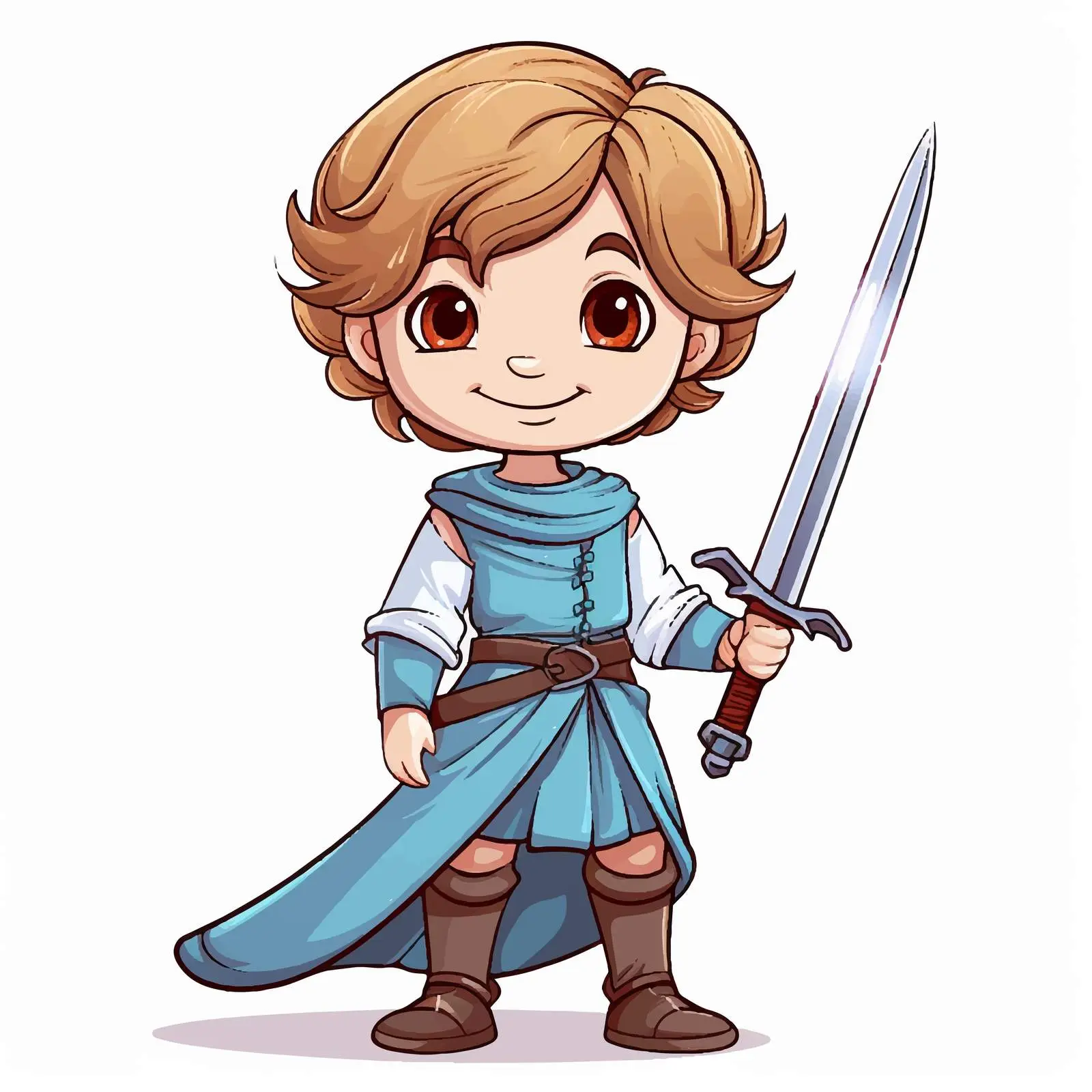 Doodle Kid with Sword Cartoon Character — free download from Dotvec