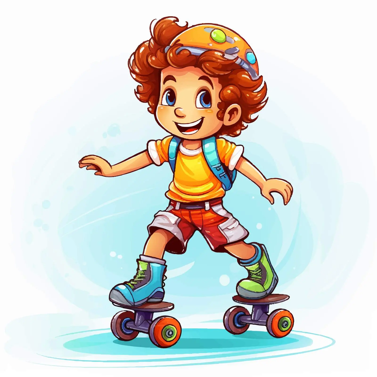 Cartoon Kid on Roller Skates Doodle Vector — free download from Dotvec