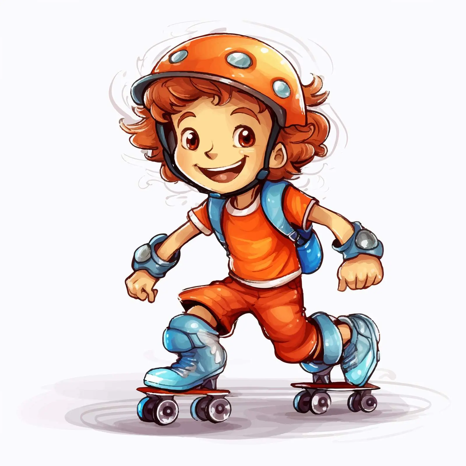 Doodle Kid Roller Skating Cartoon Character — free download from Dotvec