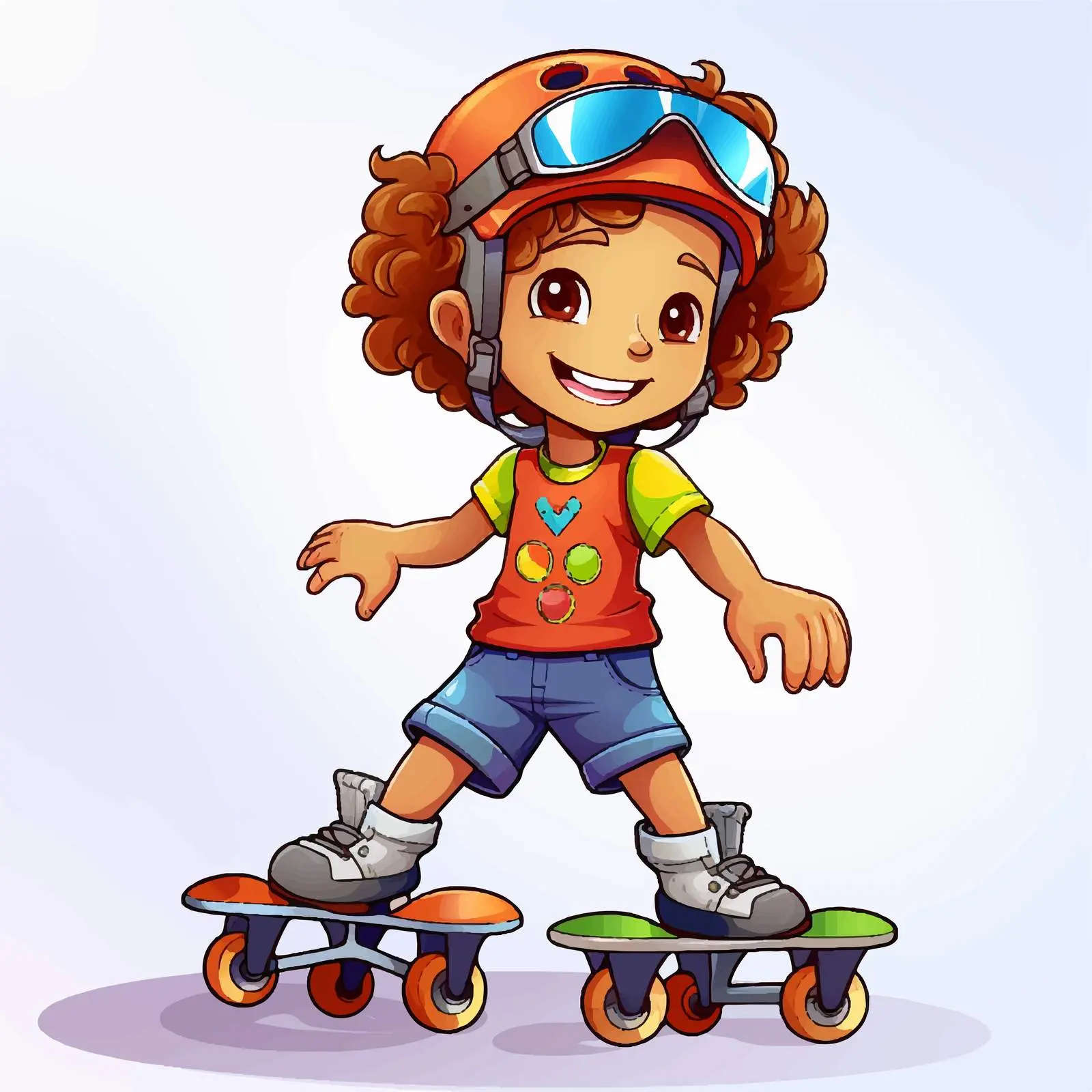 Cartoon Kid on Roller Skates Doodle Illustration — free download from Dotvec