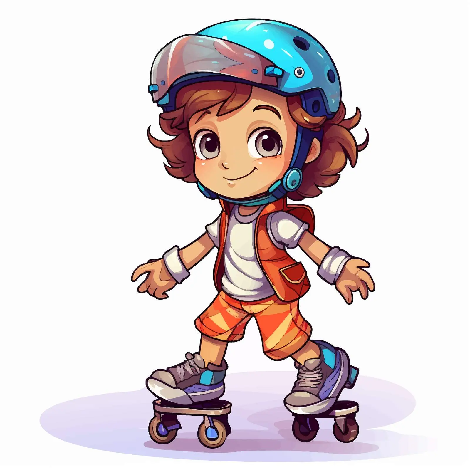 Doodle Kid on Roller Skates Cartoon Character — free download from Dotvec