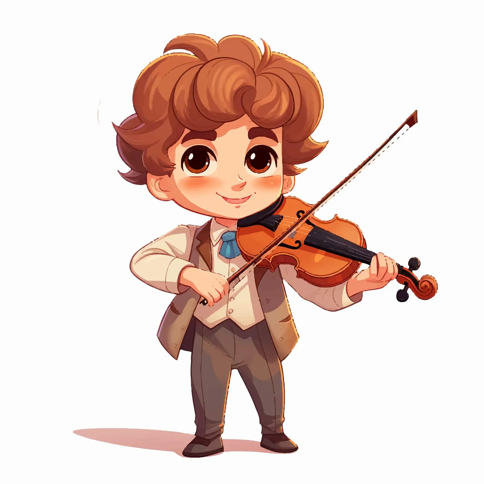 Cartoon Kid Playing Violin Illustration — free download from Dotvec