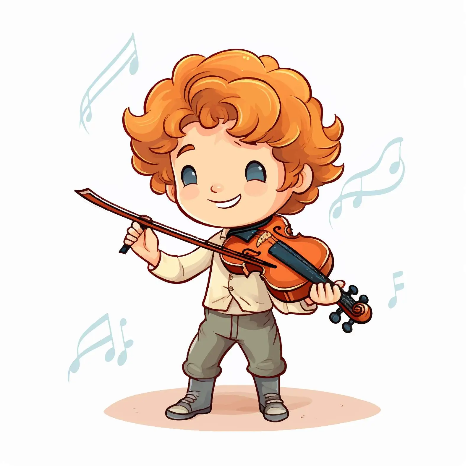Cartoon Kid Playing Violin Vector Illustration — free download from Dotvec