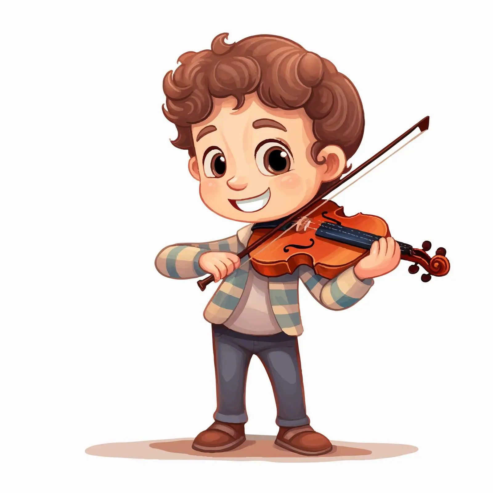 Cartoon Doodle Kid Playing Violin Illustration — free download from Dotvec