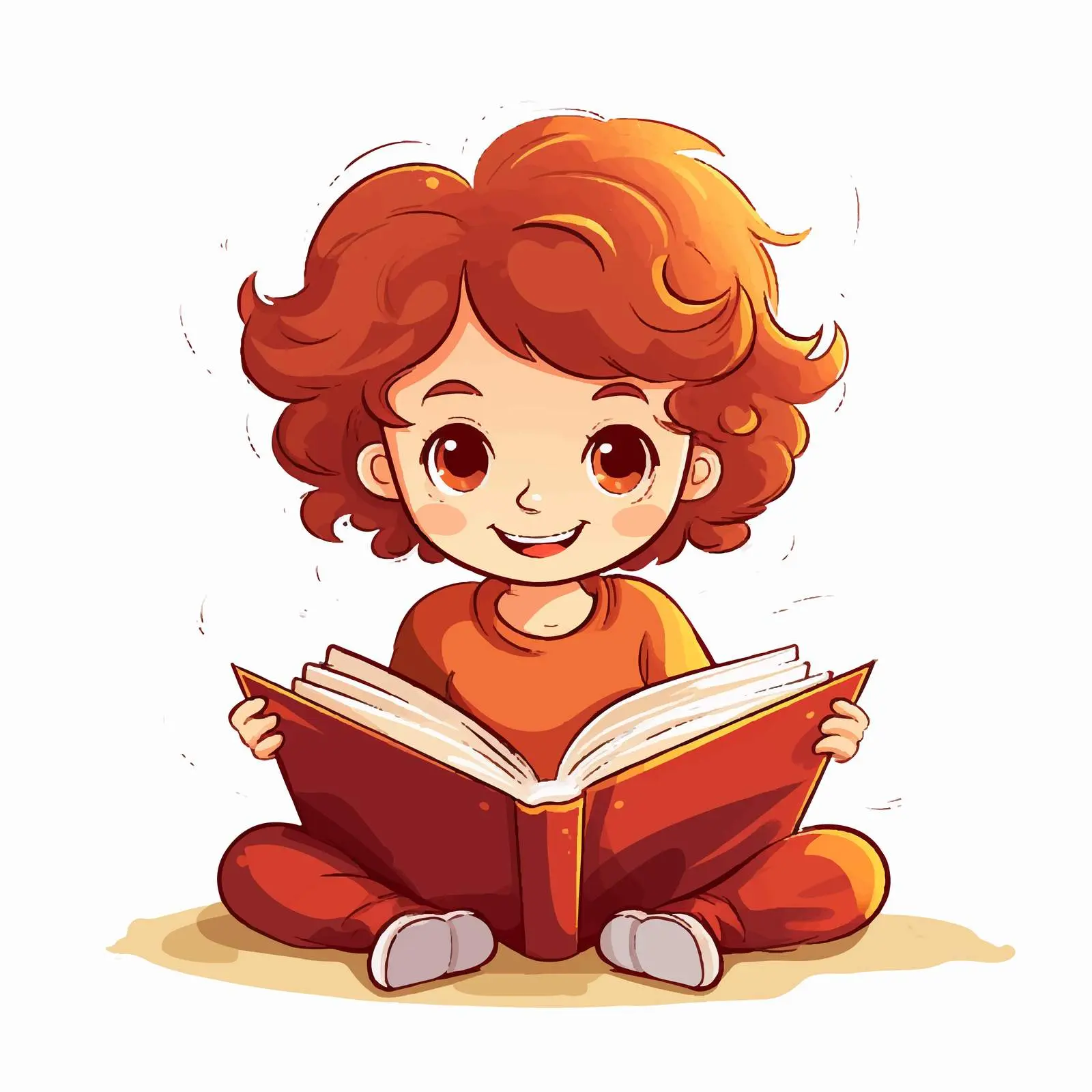 Doodle Cartoon Character Kid Reading Book — free download from Dotvec