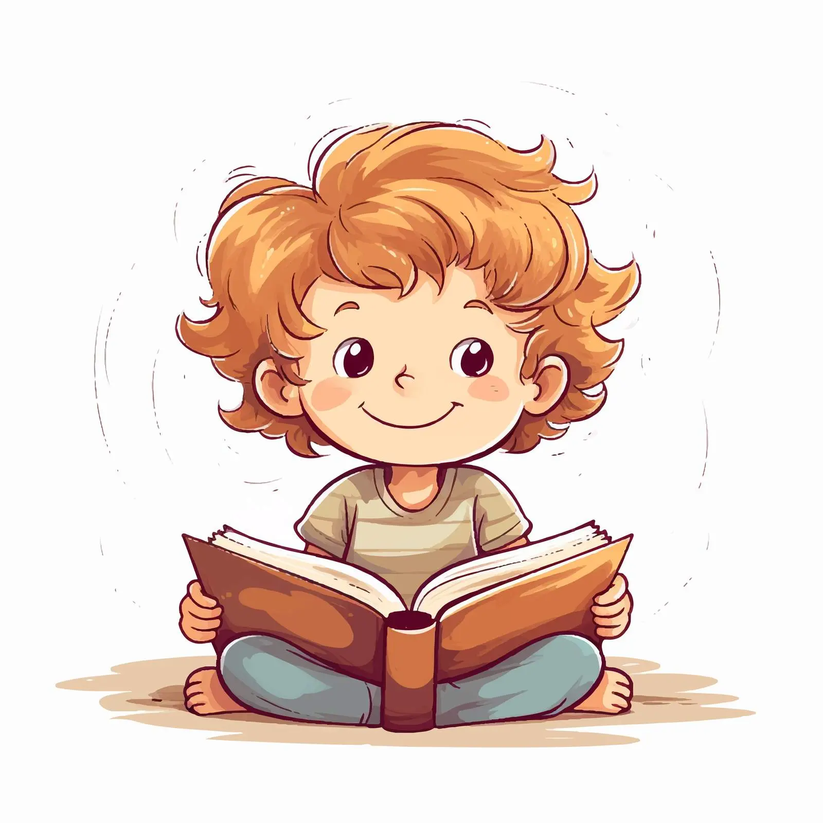 Cartoon Kid Reading Book Illustration — free download from Dotvec