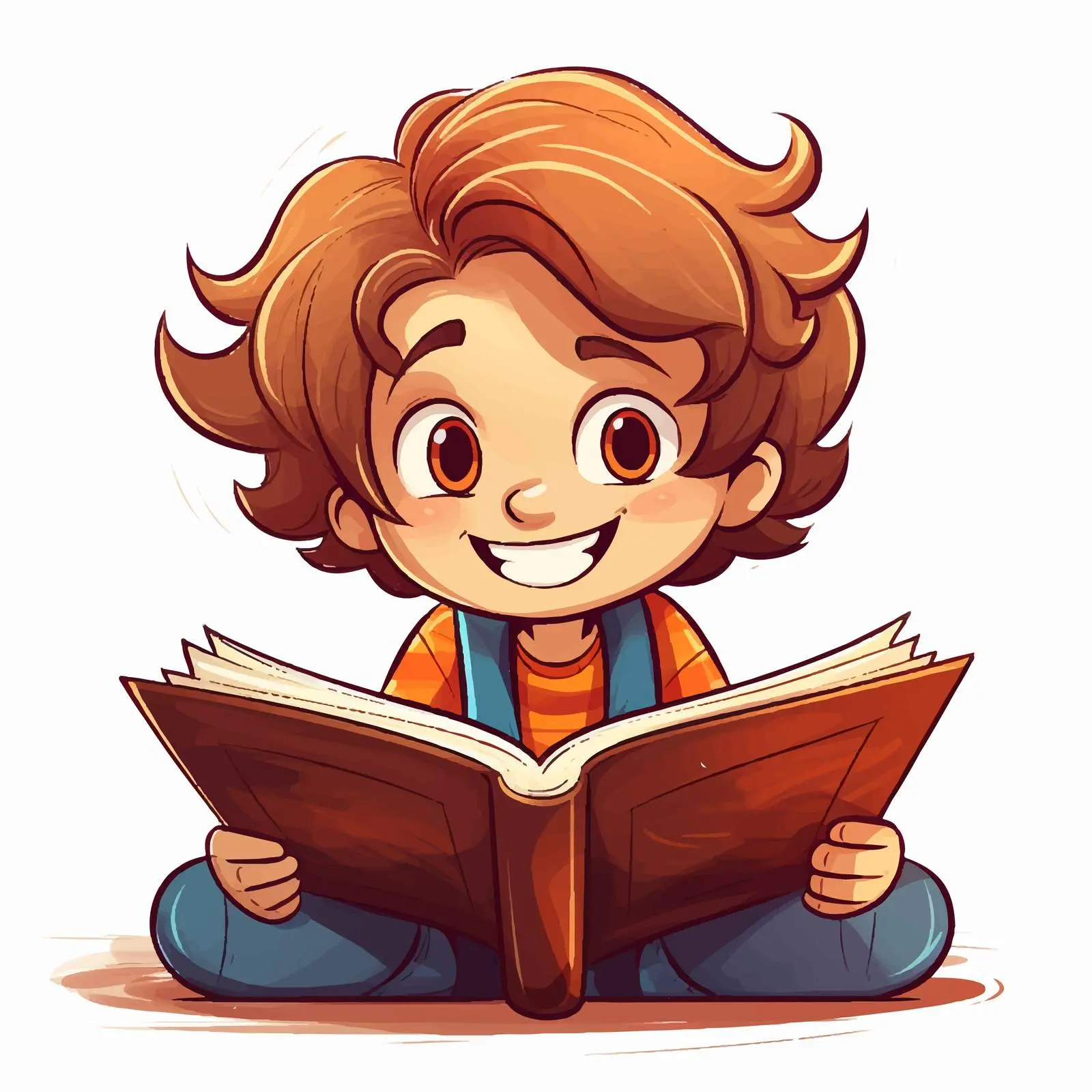 Doodle Kid Reading Book Cartoon Character Illustration — free download from Dotvec