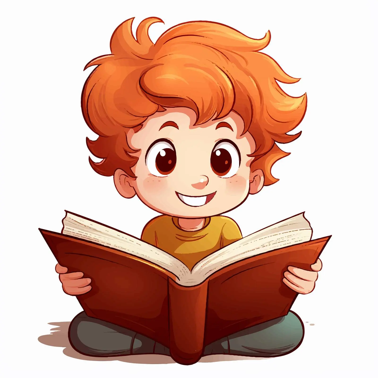 Doodle Kid Reading Book Cartoon Illustration — free download from Dotvec