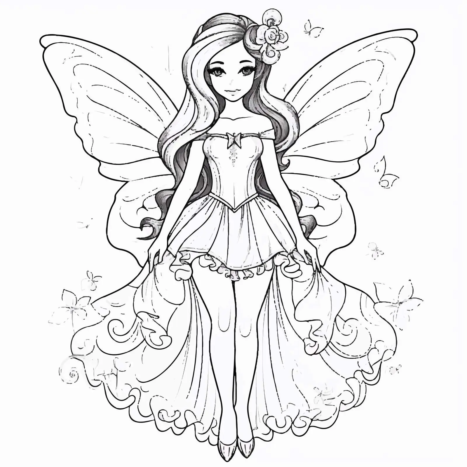 Elegant Doodle Outline of a Woman with Long Hair — free download from Dotvec