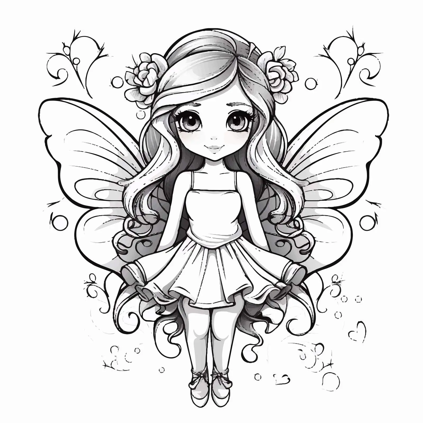 Beautiful Woman Doodle Outline with Long Hair — free download from Dotvec