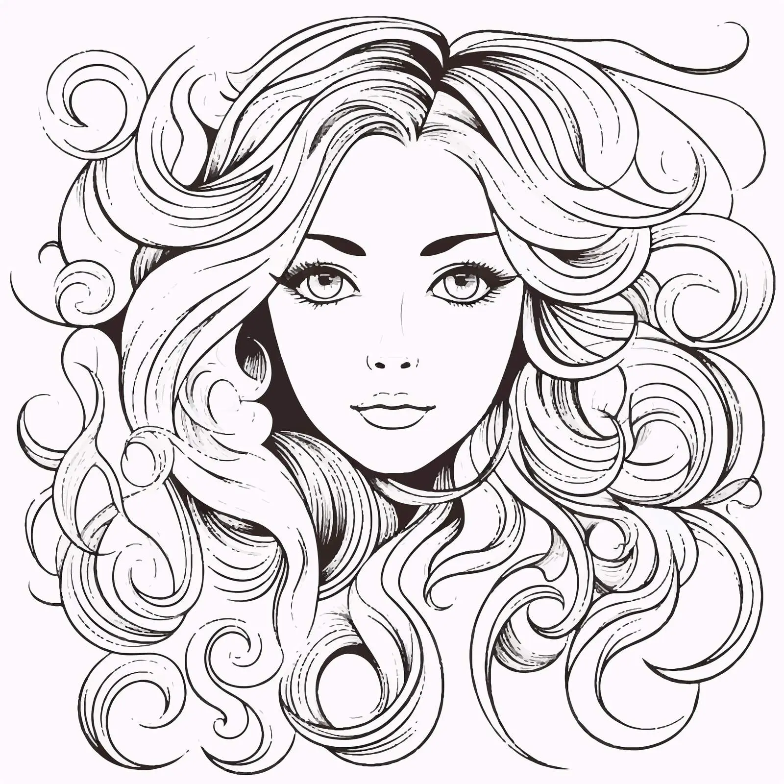 Elegant Doodle Outline of Woman's Face — free download from Dotvec