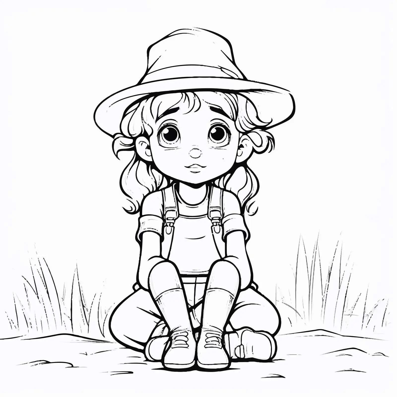 Bored Farmer Girl Doodle Outline Vector — free download from Dotvec