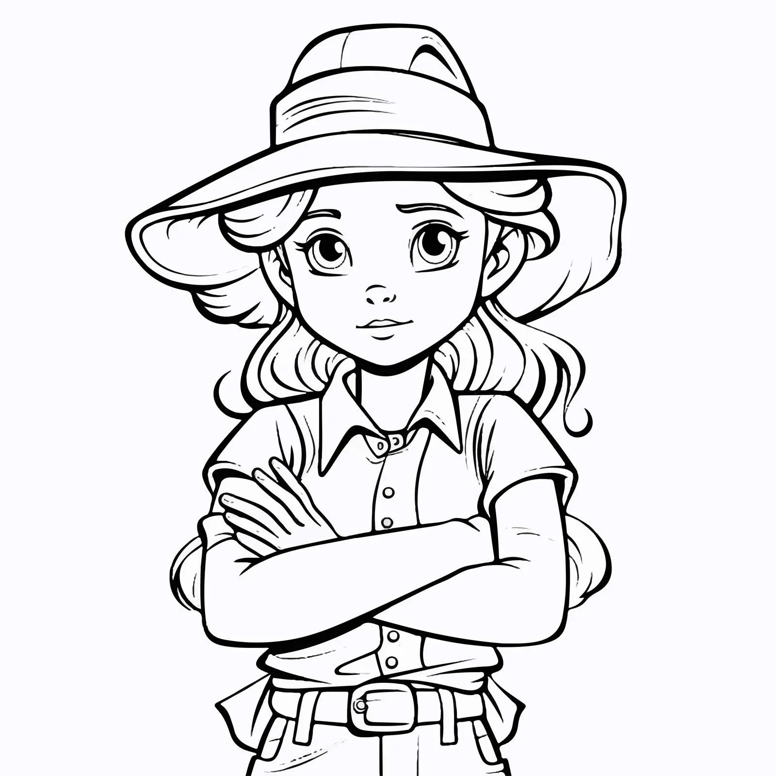 Doodle Outline of Bored Farmer Girl — free download from Dotvec