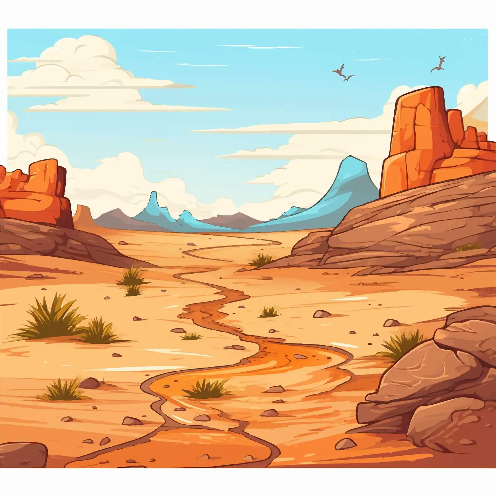 Dry Desert Landscape Cartoon Illustration — free download from Dotvec