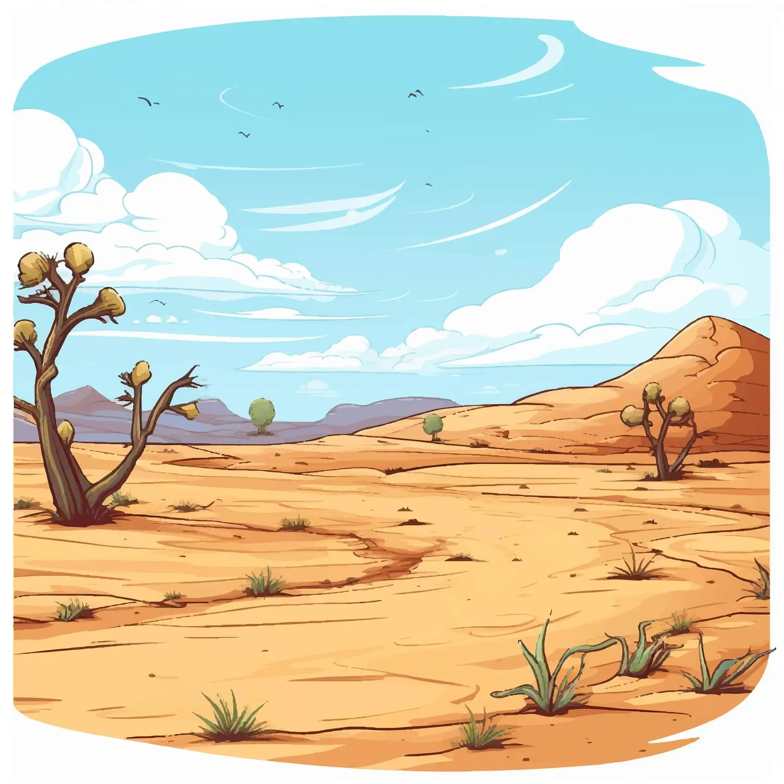 Dry Desert Landscape Cartoon Illustration — free download from Dotvec