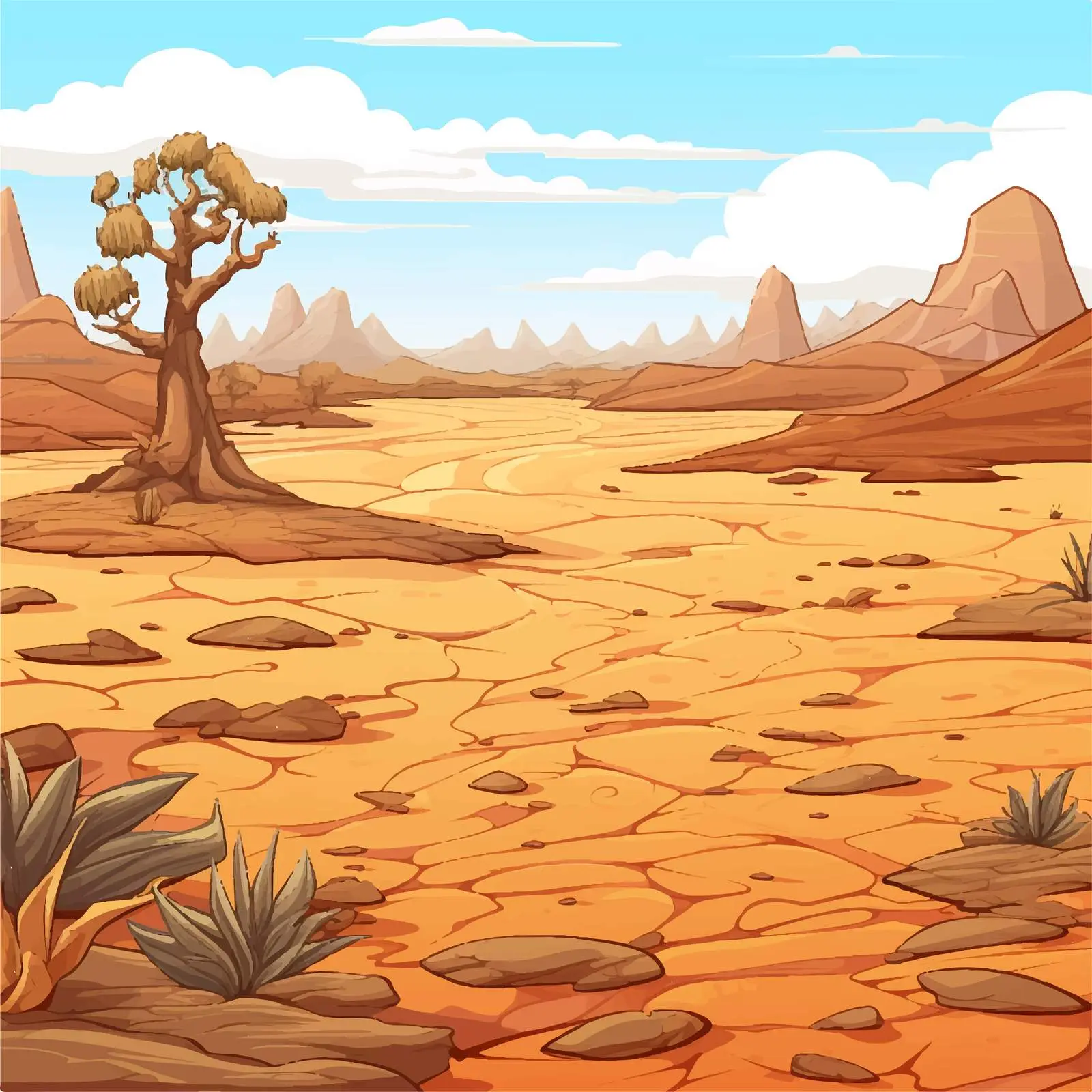 Dry Desert Landscape Vector Illustration — free download from Dotvec