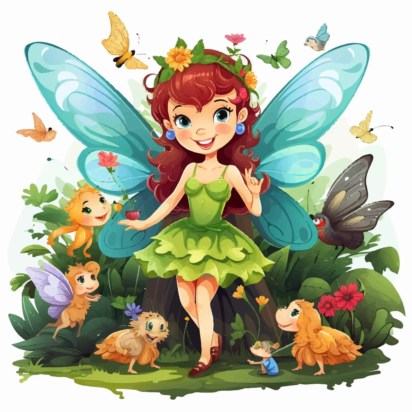 Fairy with Insect Friends in a Forest — free download from Dotvec