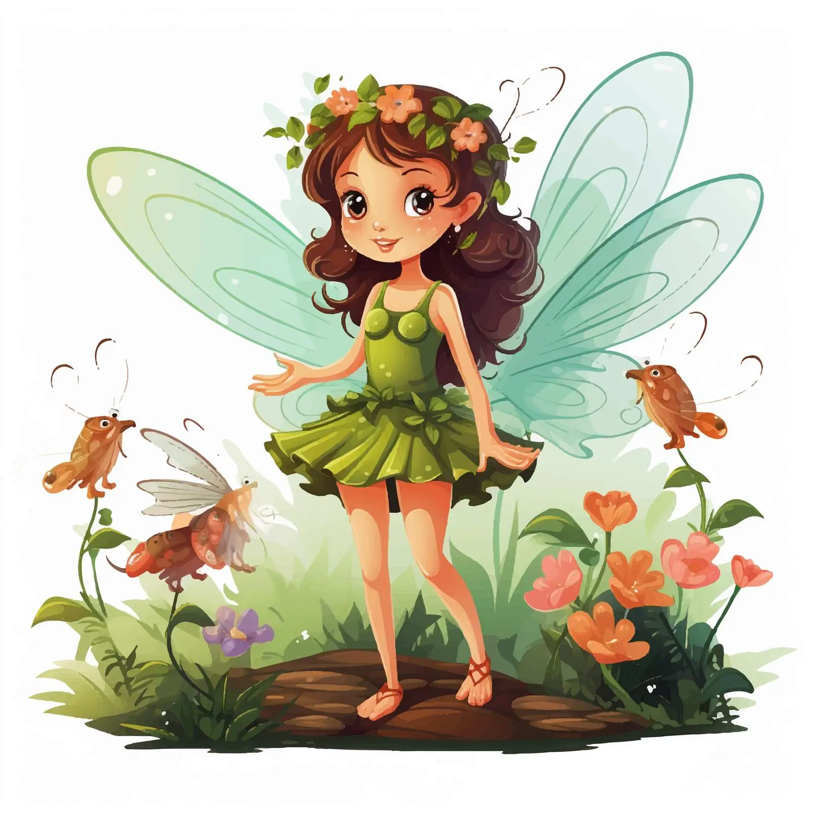 Fairy and Insect Friends in Enchanted Forest — free download from Dotvec