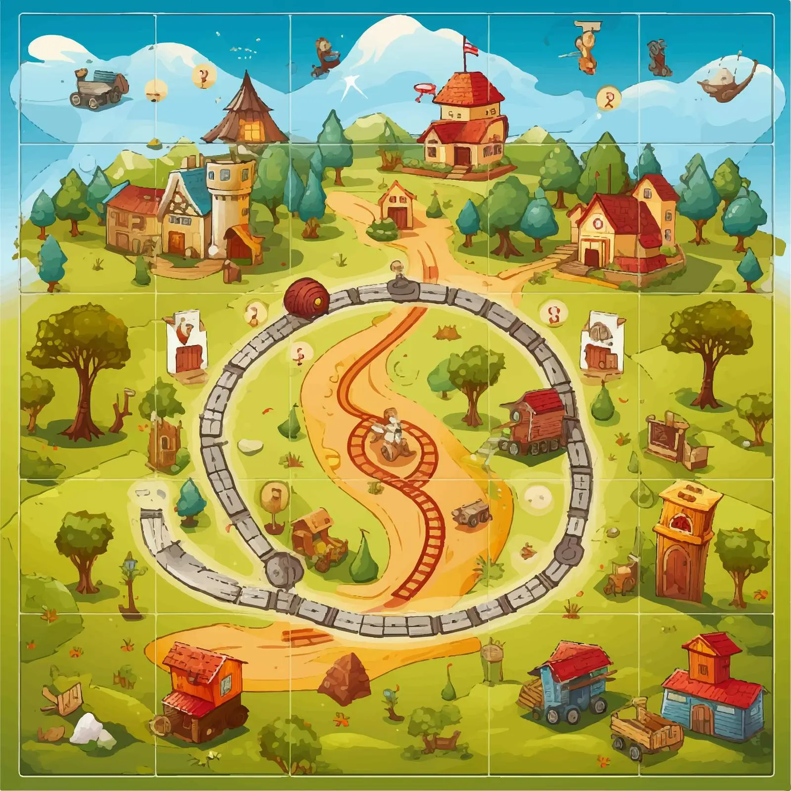 Farm Board Game Template Illustration Vector — free download from Dotvec