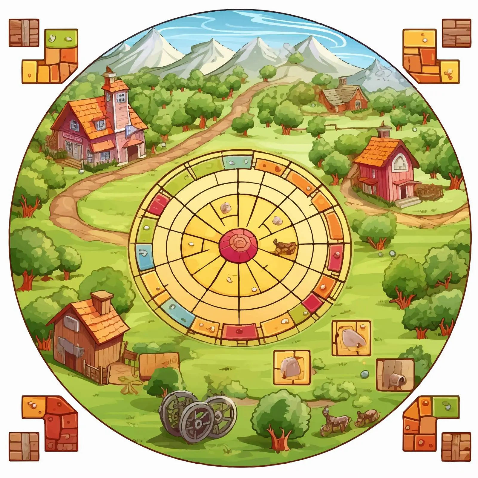 Farm Board Game Vector Template Illustration – free board game image from Dotvec