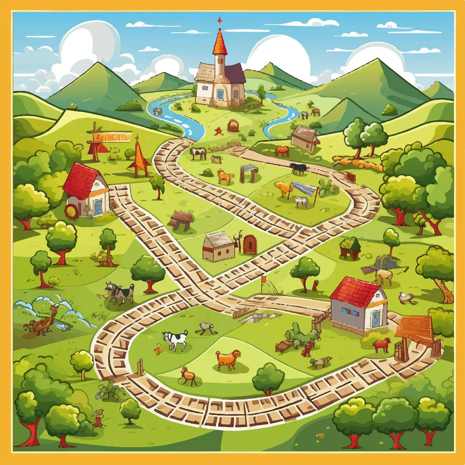 Farm Board Game Vector Illustration – free board game image from Dotvec
