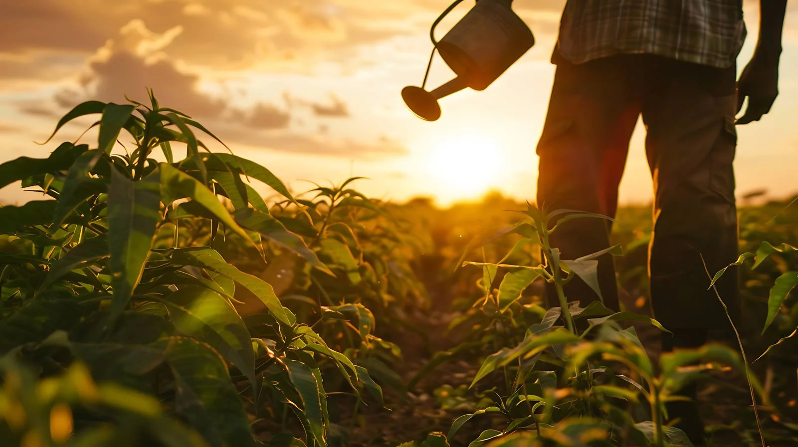 Farmer with Watering Can in Field — free download from Dotvec