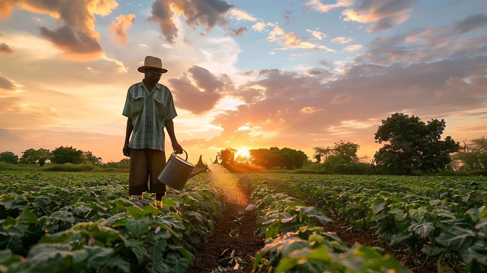 Farmer with Watering Can in Field — free download from Dotvec
