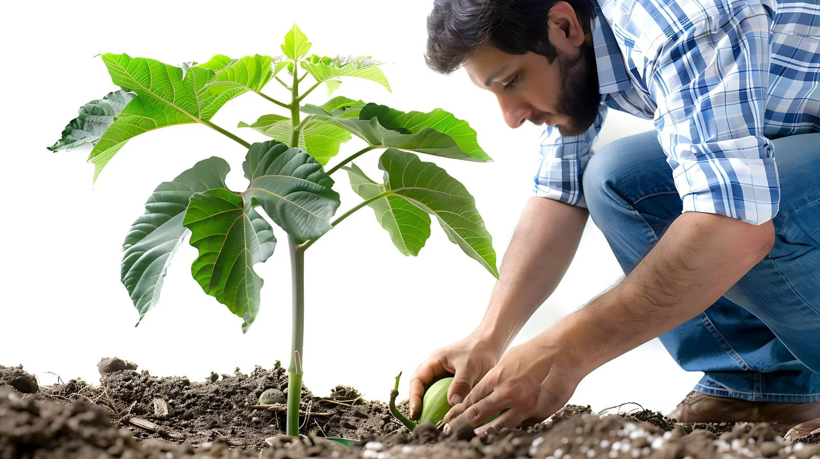 Planting Papaya Tree by Farmer — free download from Dotvec