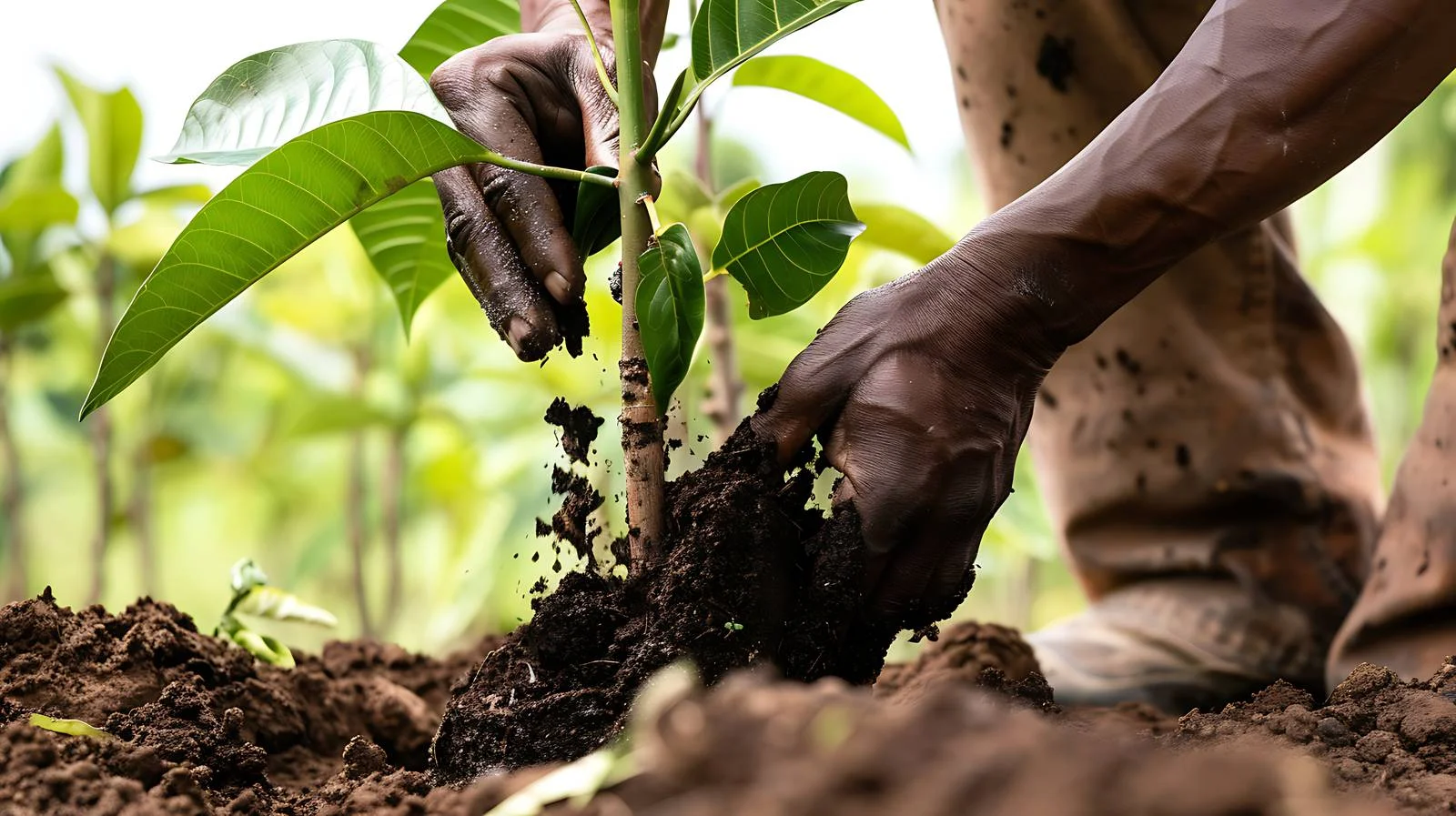 Planting: Farmer Fills Hole with Soil — free download from Dotvec