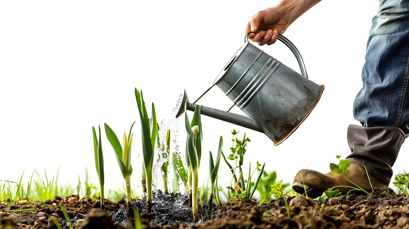 Farmers watering galangal with watering can — free download from Dotvec