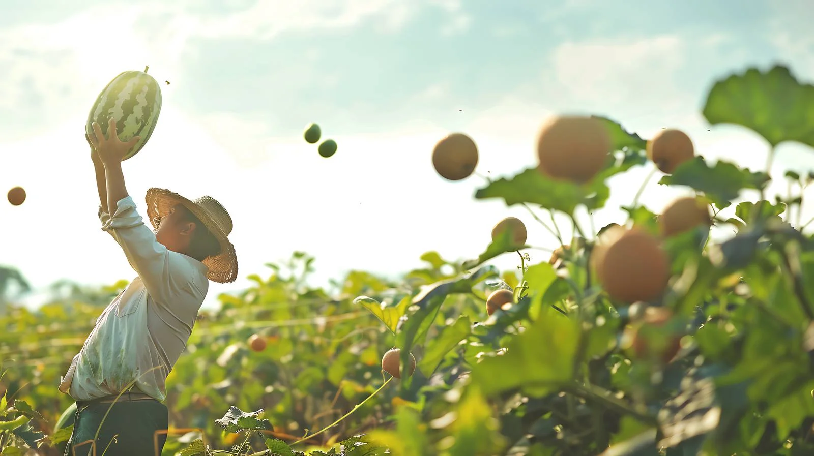 Harvesting Long Thai Melon on Farm — free download from Dotvec
