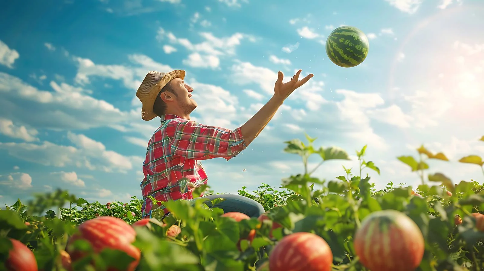Harvesting Watermelon on Farm Field — free download from Dotvec