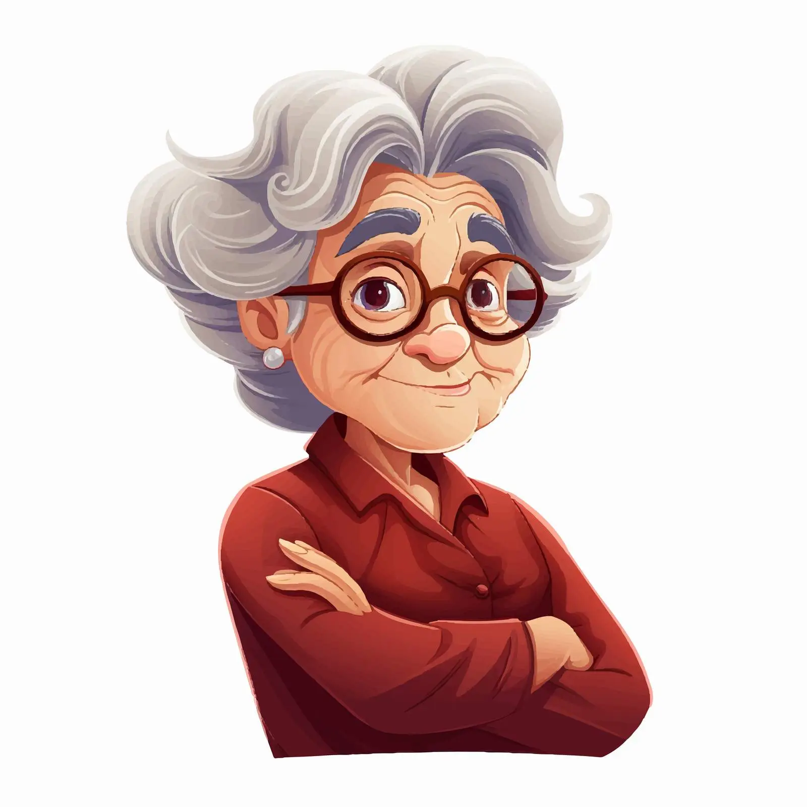 Charming Senior Female Cartoon Character Vector Illustration – free female cartoon image from Dotvec