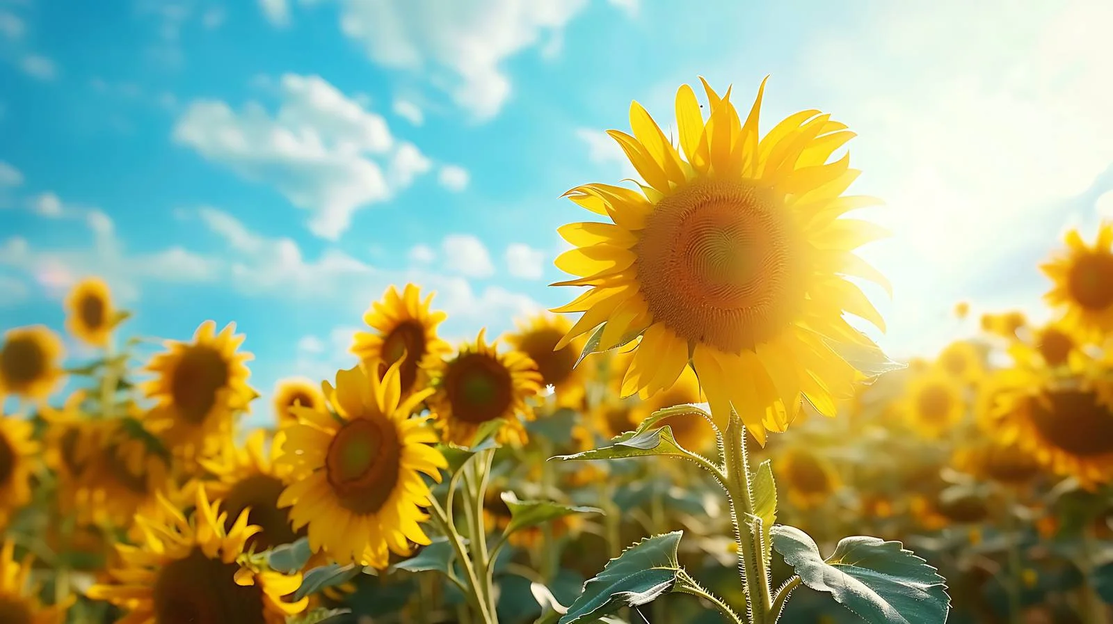 Serene Sunflower Field under Blue Sky — free download from Dotvec