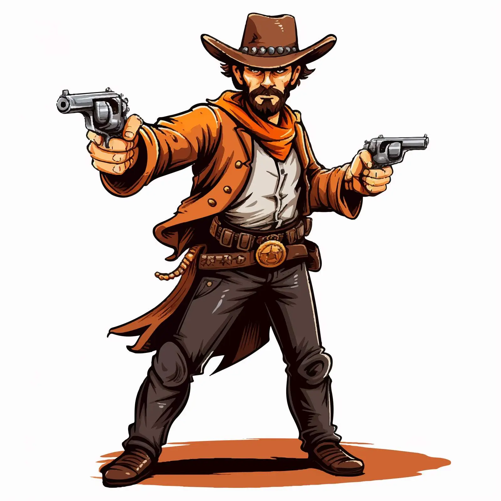 Fierce Cartoon Cowboy with Gun and Hat — free download from Dotvec