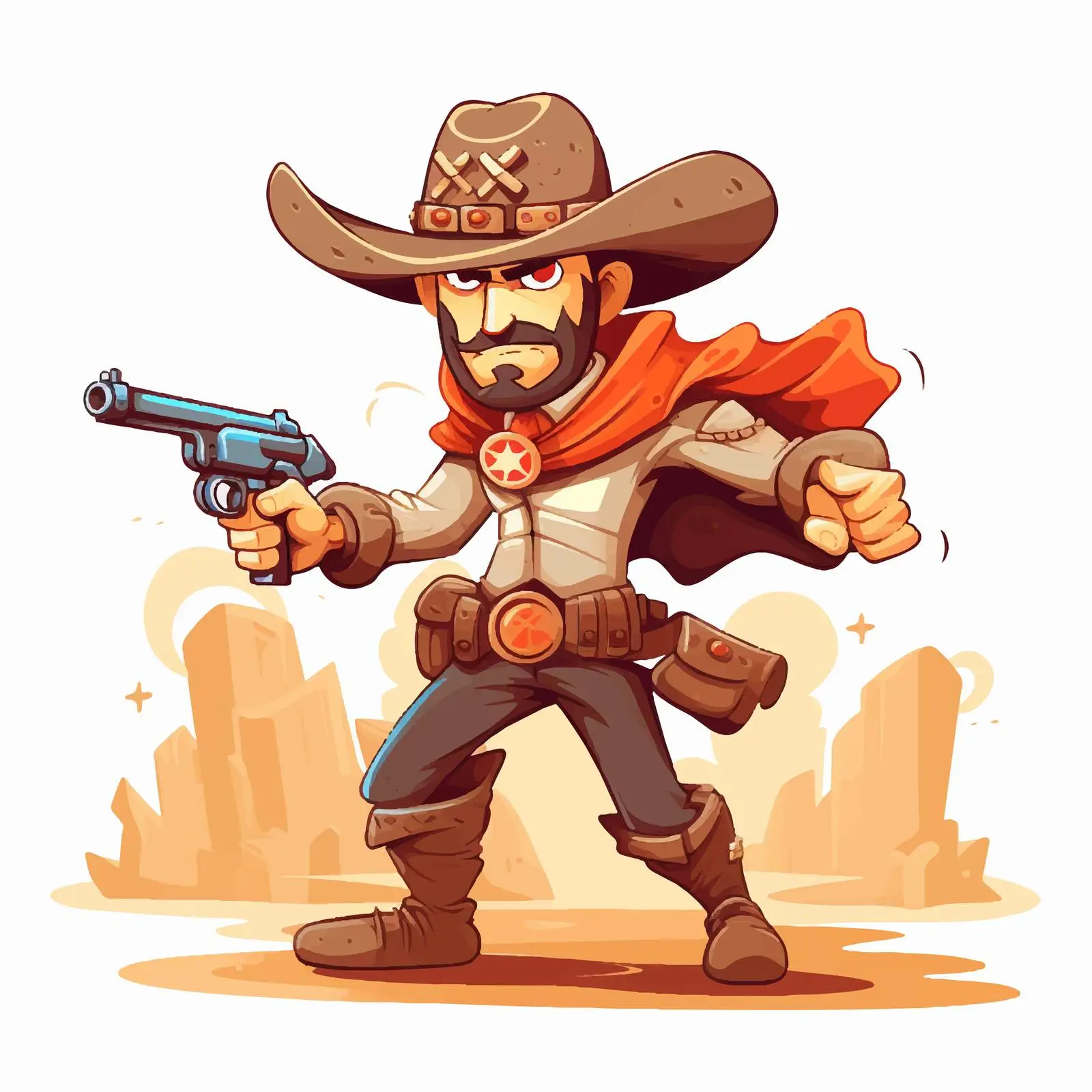 Fierce Cowboy with Gun in Cartoon Style — free download from Dotvec
