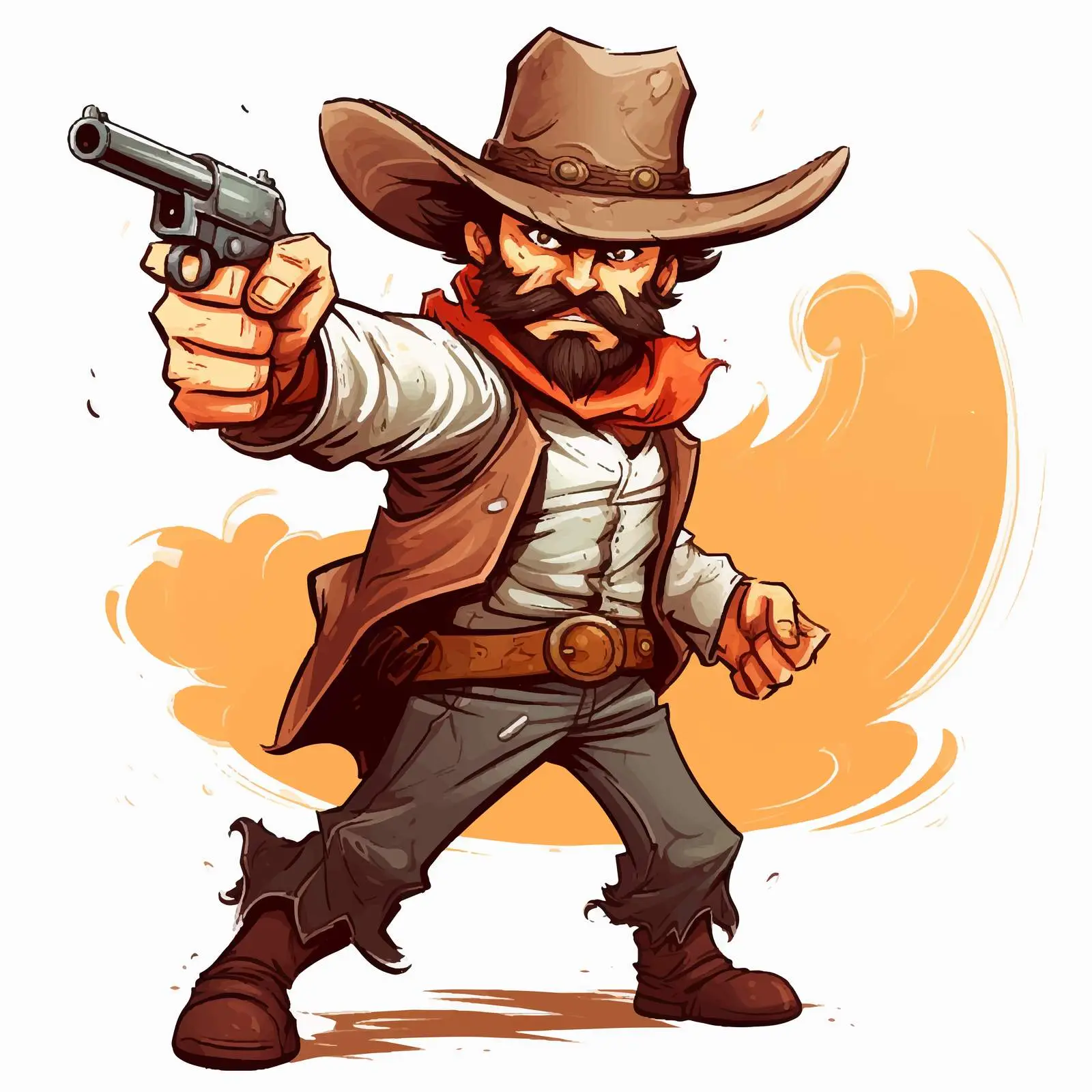 Fierce Cowboy Illustration with Gun and Hat — free download from Dotvec