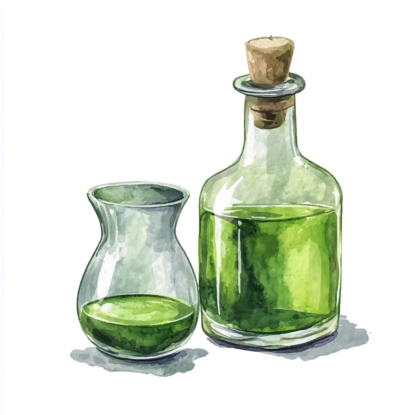 Green Potion in Flask and Glass Illustration – free potion image from Dotvec