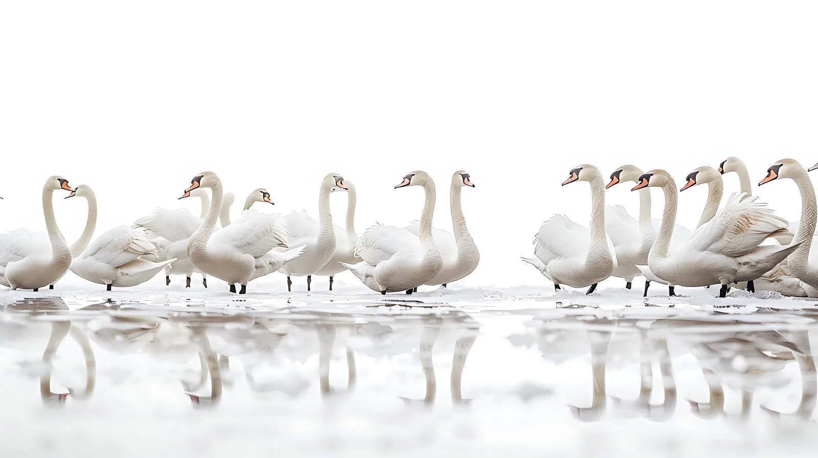 Swans halt on frozen winter ice — free download from Dotvec