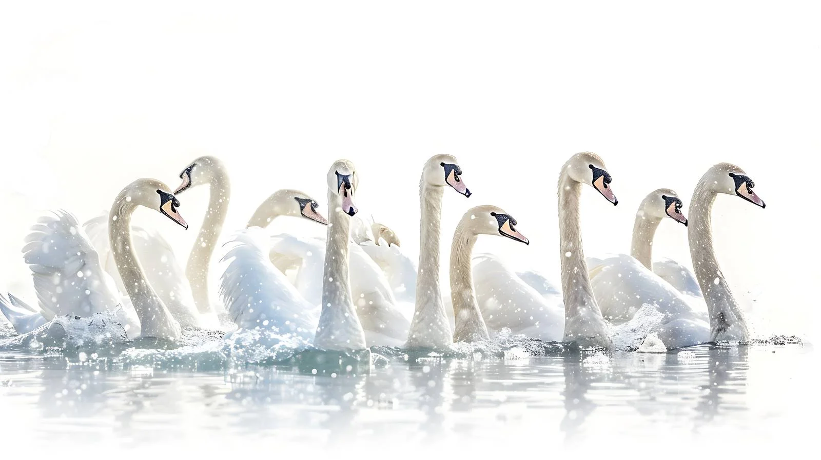 Swans huddled on frozen winter ice — free download from Dotvec