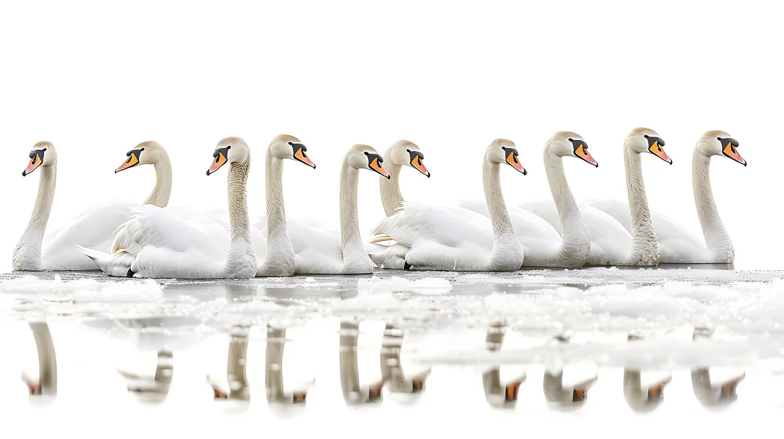Swans Gather at Frozen Winter Lake — free download from Dotvec